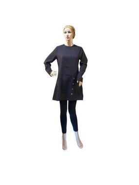 Womens Side Button Long Sleeve Crew Neck Tunic